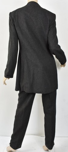 RENA ROWAN Charcoal Textured Long Tunic Jacket & Tapered Pants Suit Set 8/10 - Picture 4 of 7