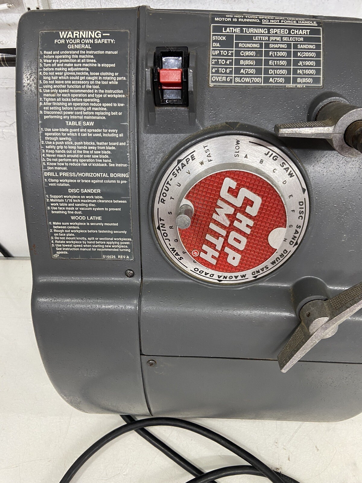 Shopsmith 510 Headstock 11/8 h.p. Motor w/Double Bearing Quill Free