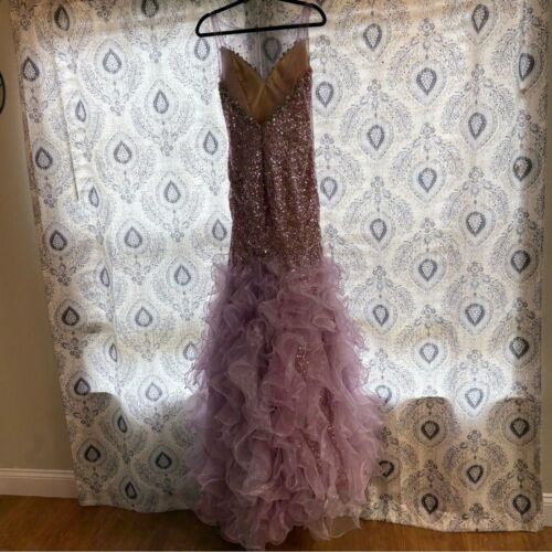 Mac Duggal Lavendel Pailletten Ballkleid Größe 6 - Bild 2 von 14
