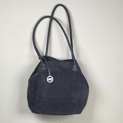 Salamander Suede Purse Handbag Gray Leather 10 x 11 x 6