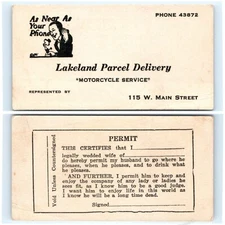 VTG Lakeland Parcel Delivery Business Card With Wife's Permit For Husband