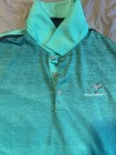 Adidas Polo Shirt Mens Medium Embroidered Desert Springs Logo Striped Blue — photo 1