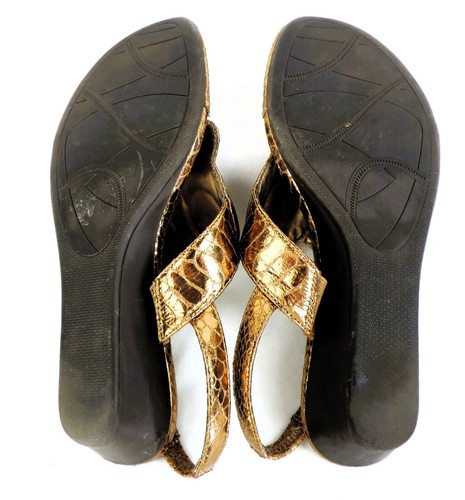 IMPO Size 7.5 M Copper Snake Print Sling Back Thong Sandals 1.5inch Wedge Heel - Picture 14 of 15