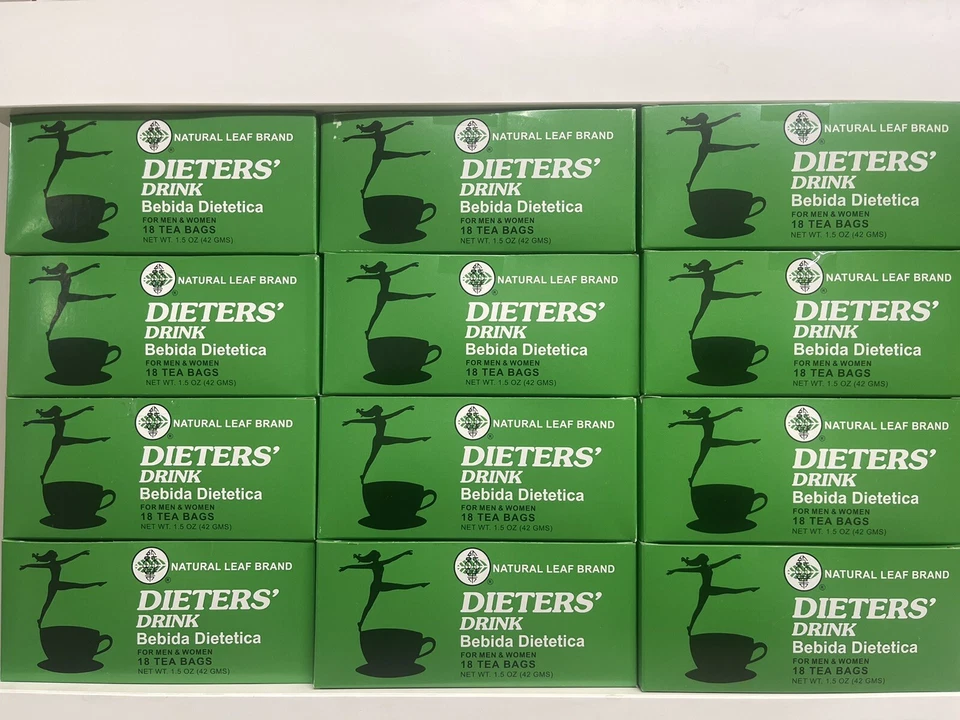 12 BOXES OF Dieters' Drink Bebida Dietetica Natural Leaf Brand 216 Tea Bags