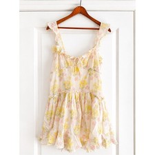 LoveShackFancy Frista Floral Ruffle Mini Dress Size Medium Cottagecore
