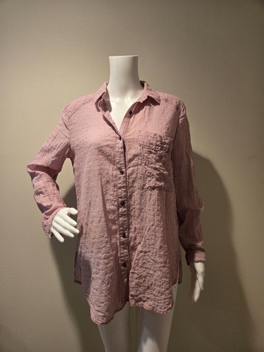 Free People No Limits gestreiftes Button Down Hemd weinrot XS