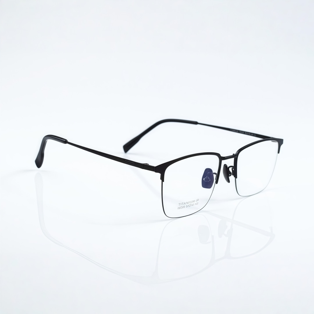 Square Titanium Eyeglasses Frames Lightweight Half Rimless Reading Glasses Men