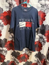 90s Tommy Hilfiger Jeans Flag Logo Spell Out T-Shirt Navy Medium Made in USA