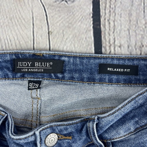 Judy Blue Jeans Women’s 9/29 Relaxed Fit Raw Hem Stretch Embroidered Sunflower - Picture 6 of 11