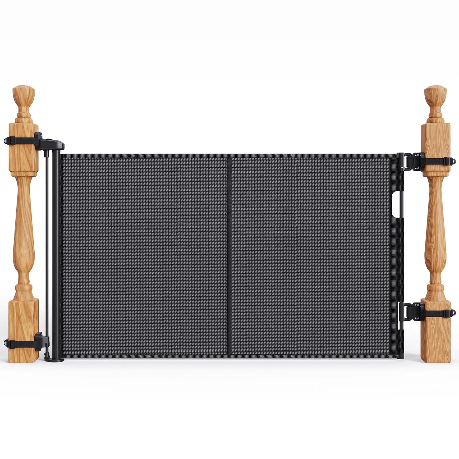 Retractable Baby Gate for Stairs & Banister, 55" Wide, 33" Tall, Black