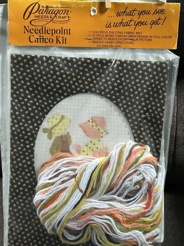 Vintage Paragon Needlepoint Calico Kit Bonnet Girl Tree Swing 5040 NEW
