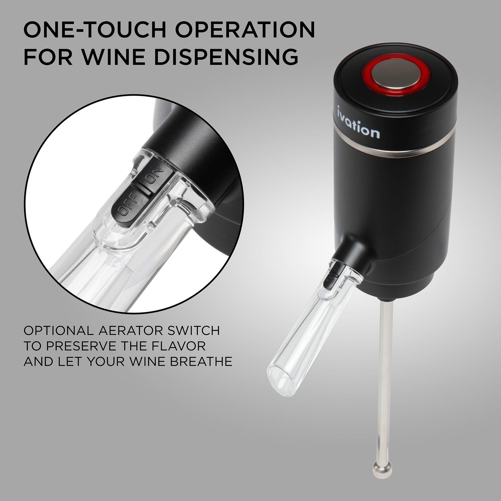 Ivation Electric Wine Aerator and Dispenser | Rechargeable Automatic Wine Pou...