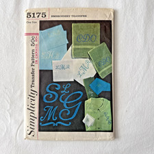 Vintage Simplicity 5175 Embroidery Transfer Monogram Complete UNCUT Pattern