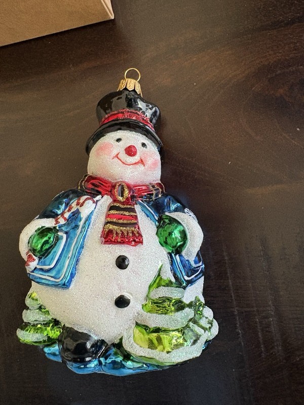 Max Glass Snowman 6" Mouthblown Ornament by Kowalski Family