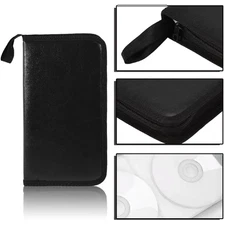 DVD Bag 80 Disc CD Holder Storage Wallet VCD Organizer Faux Leather Zipper Case~