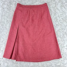 VTG Pure New Wool A-Line Skirt Womens 30x27 Pink Knee Lngth Pleat Tweed Academia