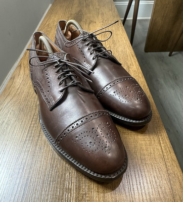 Allen Edmonds Sanford Brown Leather Cap Toe Brogue Oxford 9.5 AA 69184