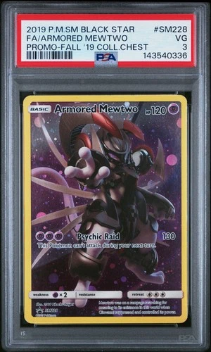 2019 POKEMON SM BLACK STAR PROMO #SM228 FULL ART/ARMORED MEWTWO PSA 3