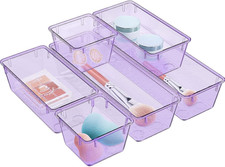 6 Pack Clear Drawer Organizer Set, Acrylic Drawer Storage Trays, Storage Bins fo