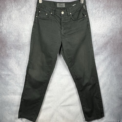 Versace Jeans Couture Men's Black Straight Leg Designer Chino Pants W34 Buttons