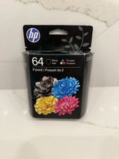 HP 64 Black  64 Tri-Color Ink Cartridges 2 Pack X4D92AN Exp 11/2027 -Sealed Box
