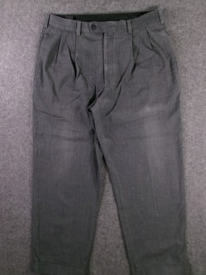 John Henry Pants Men 36X28Gray Pleated Cuffed Straight Leg Office Work Tag 36X29