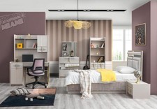 Zestaw do pokoju dziecięcego Luksusowe łóżeczko dziecięce Stolik nocny Komoda Półka na bukiet Biurko