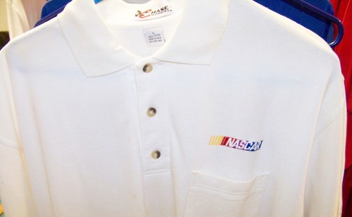 CAMISA POLO VINTAGE CHASE NASCAR BAR LOGO CUP SERIES PIT BLANCA ASPECTO GRANDE - Imagen 2 de 2