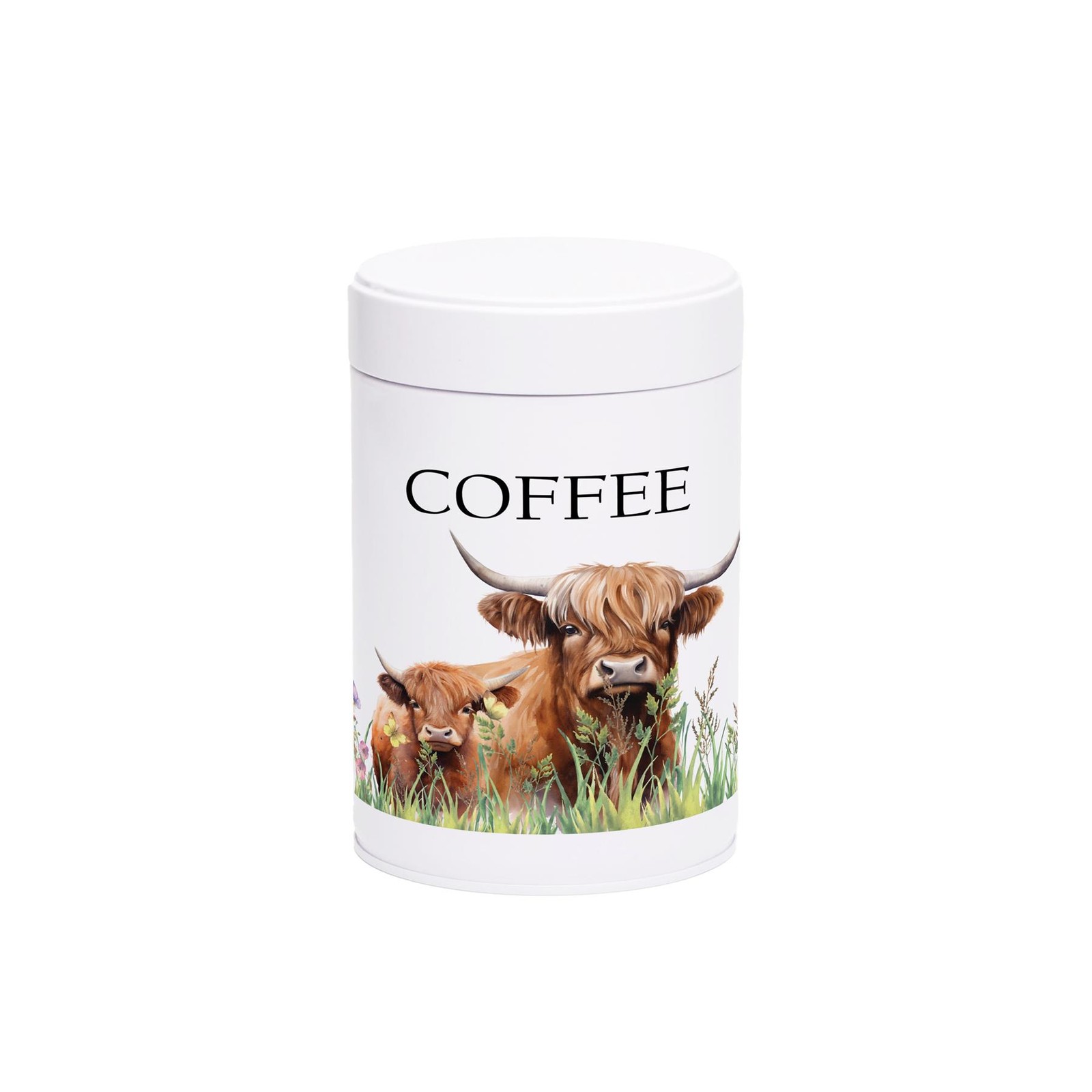 Highland Cow & Calf Coffee Storage Canister - Countryside Farm Animal Gifts