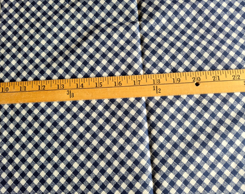NAVY BLUE  & OFF WHITE DIAGONAL CHECKS  1/4 INCH  COTTON  FABRIC  16X44 INCHES - Picture 1 of 2