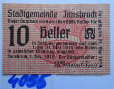OLD RARE  INNSBRUCK 1918 - STADTGEMEINDE  TYROL - 10 Heller- AU/UNC -JPR 409