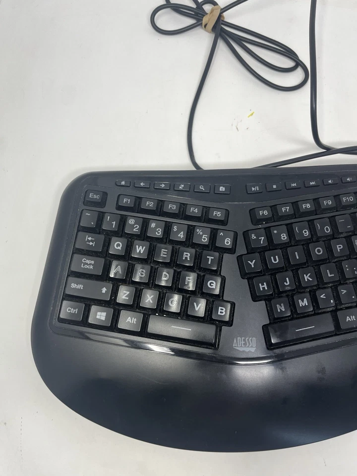 Adesso Ergonomic Split Keyboard AKB-150UB Comfort Ergo Design with Palm Rest USB - Image 2 of 4