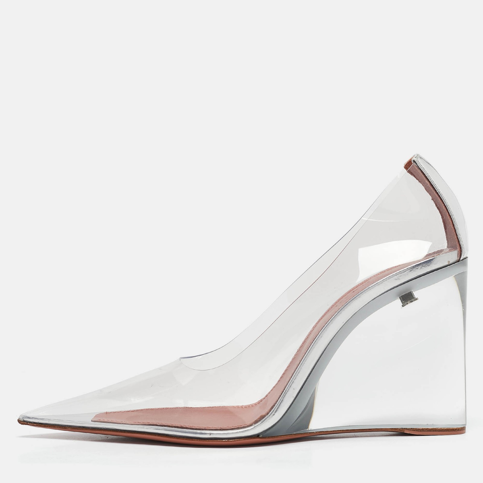 Amina Muaddi Transparent PVC Ane Wedge Pumps Size 37