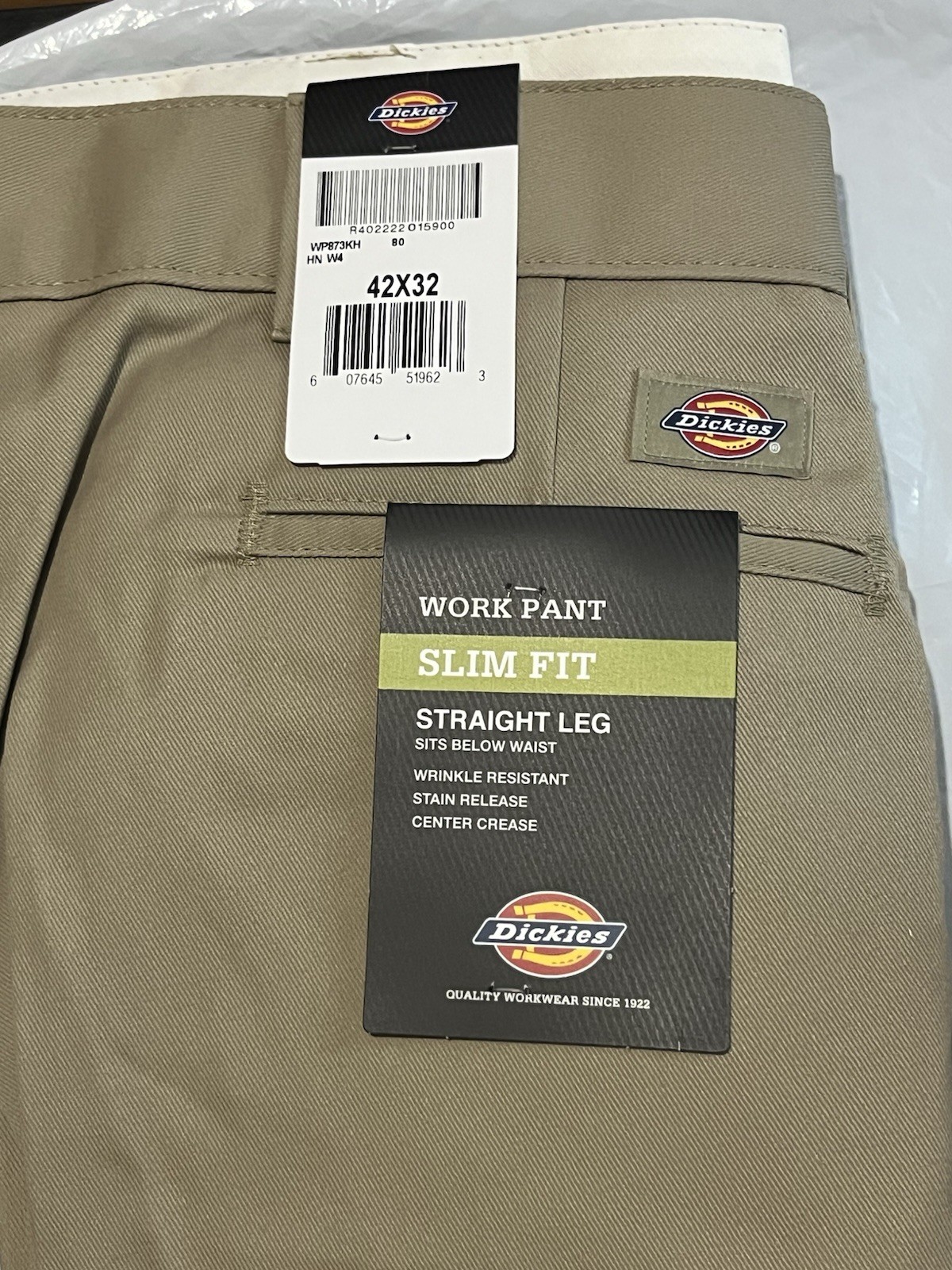 Dickies Slim Fit Straight Leg Work Pant/ Trousers, Size 42x32 - Khaki  - RRP £70 image 4