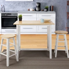 Hardwood Top 3-piece Pub Style Breakfast Set White