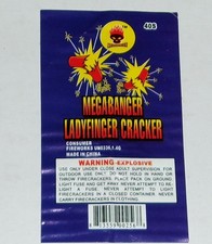 VINTAGE "MEGABANGER LADYFINGER CRACKER" LABEL IN VERY GOOD CONDITION.