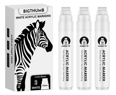 Thick White Jumbo Poster Markers: 3 Pcs 15mm Wide Tip Large Acrylic