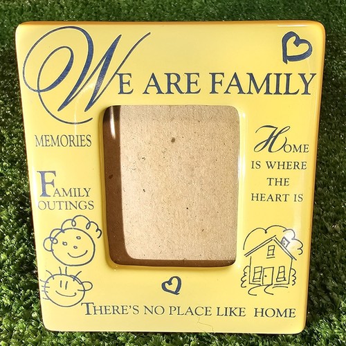 Vintage NOS Small Yellow Ceramic Picture Frame 2 1/2" x 2" “We Are Family” 1997 - Picture 1 of 5