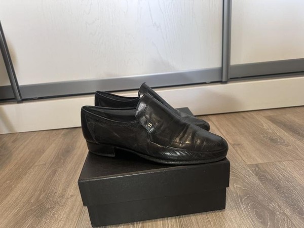 Men Bally Heels Black Leather 42 #5LO6