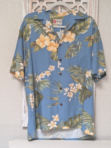Vintage Hilo Hattie The Original Hawaiian Shirt Men's Small Hibiscus Palms
