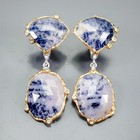 925 Sterling Silver /E123439 Gemstone Earrings Blue Sapphire Earrings