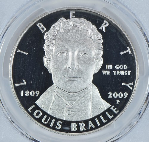 2009-P Louis Braille Commemorative Dollar PR69 DCAM PCGS Blue Label - Picture 3 of 5