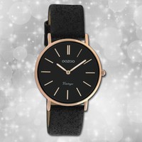 Oozoo Damen Armbanduhr Vintage Series C20159 Schwarz Leder Quarz UOC20159
