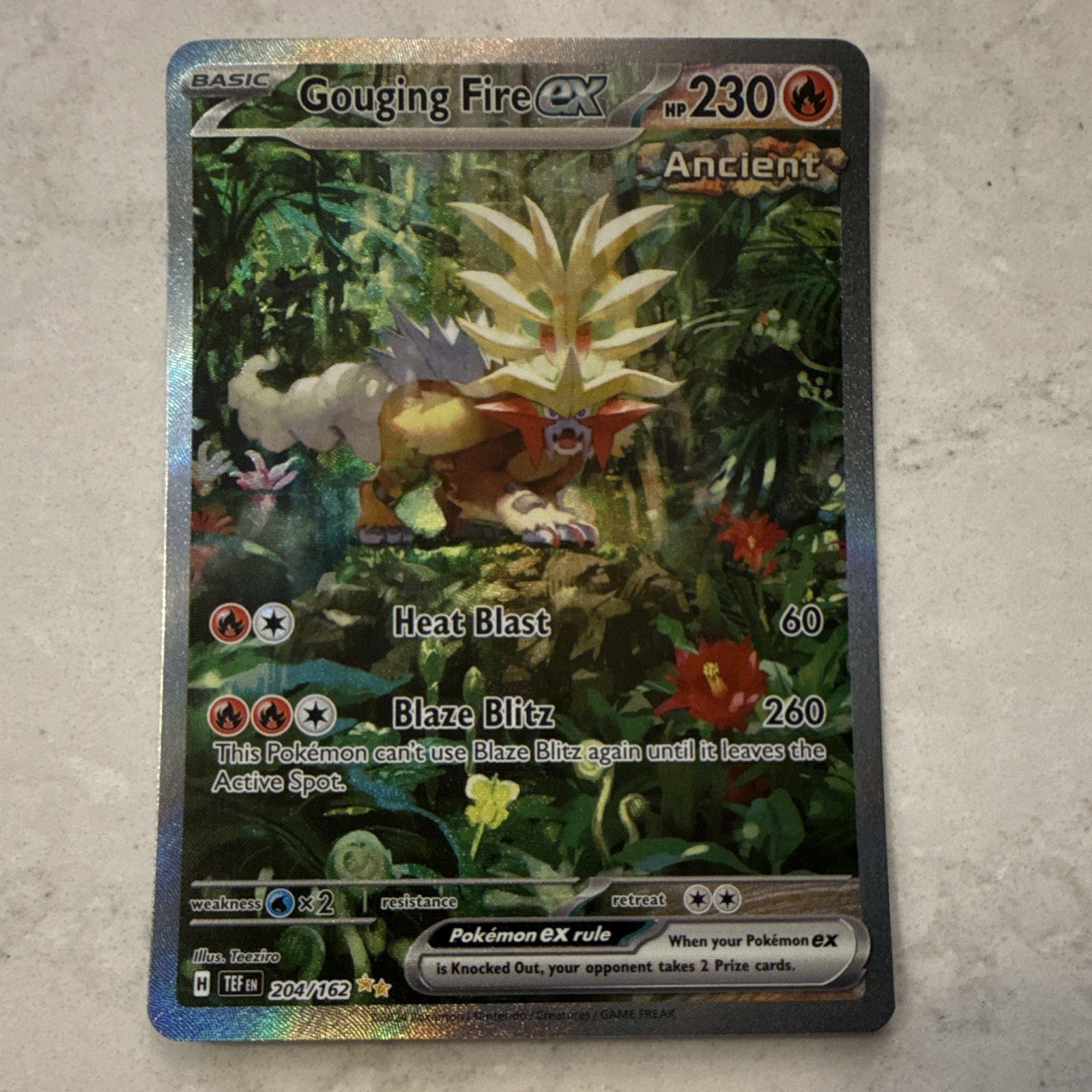 Gouging Fire ex 204/162 Temporal Forces MINT Full Art Pokemon Card