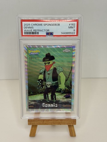 2025 Topps Chrome SpongeBob “Dennis” #162 Wave Refractor /175 PSA 9