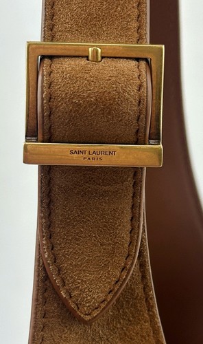 Bolso de Hombro Hobo Pequeño Caramelo Gamuza Coñac Gamuza YSL YVES SAINT LAURENT LE 5 A 7 NUEVO - Imagen 9 de 17