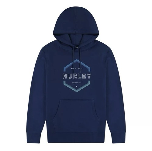 Hurley Men's Fleece Lined Pullover Hoodie Warm Sweatshirt | XL | New | Navy blue