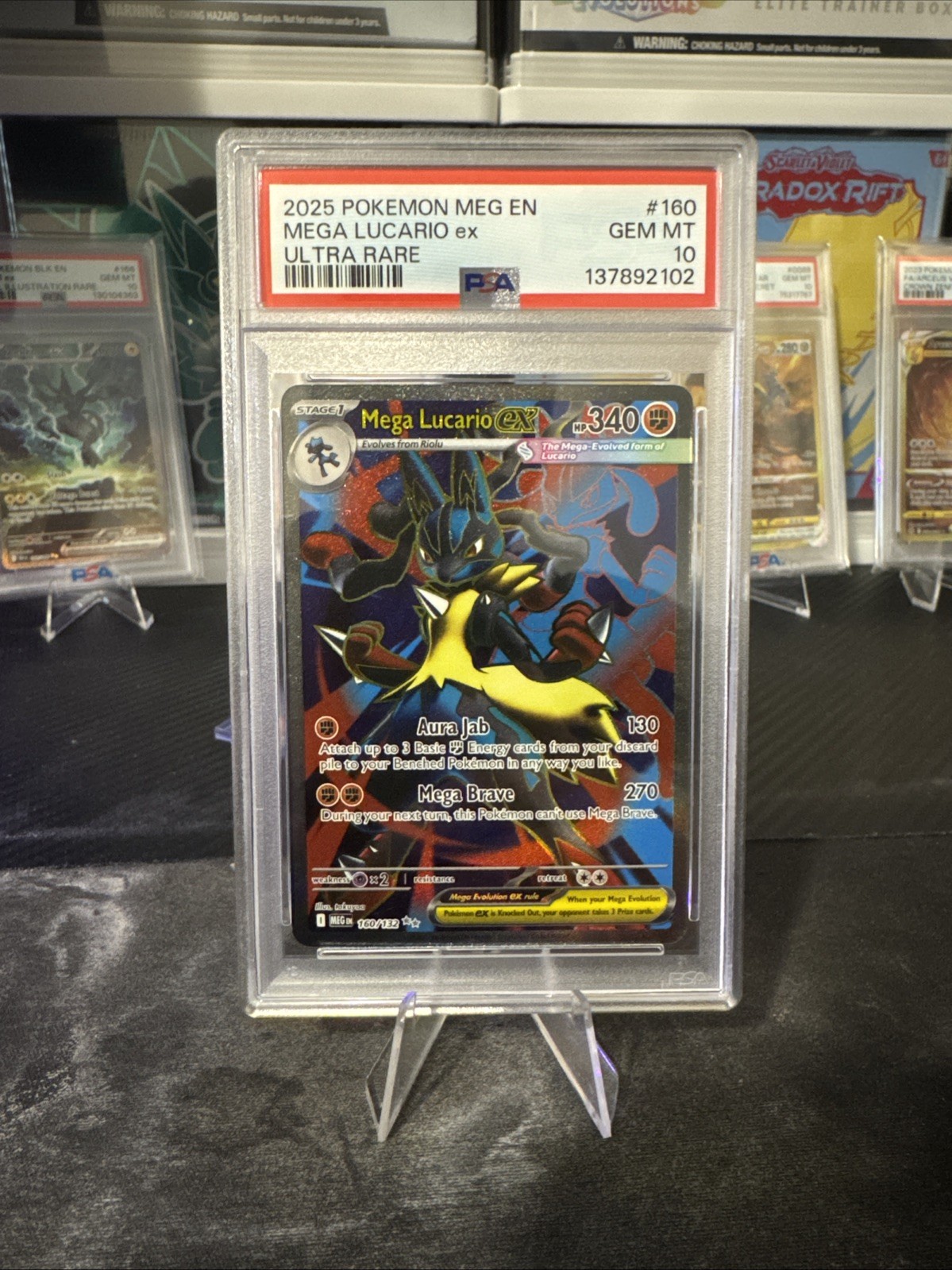 2025 POKEMON MEG EN-MEGA EVOLUTION ULTRA RARE #160 MEGA LUCARIO EX PSA 10