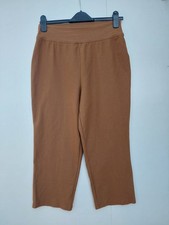 Kim & Co Cropped Trousers Deluxe Denim Wide Waistband Tan yb1 New Size Medium