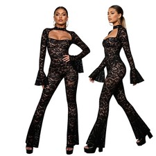 Womens Bodysuit Cosplay Leotard Floral Lace Jumpsuit Bar Romper Dancewear Dance